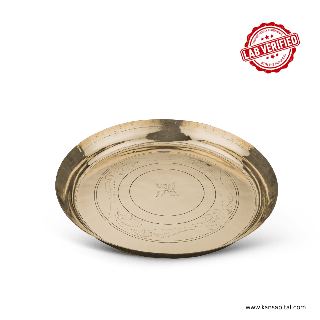 Lab verified Pure Hand Mad Kansa Thali 11.5 inch | 650 grms 