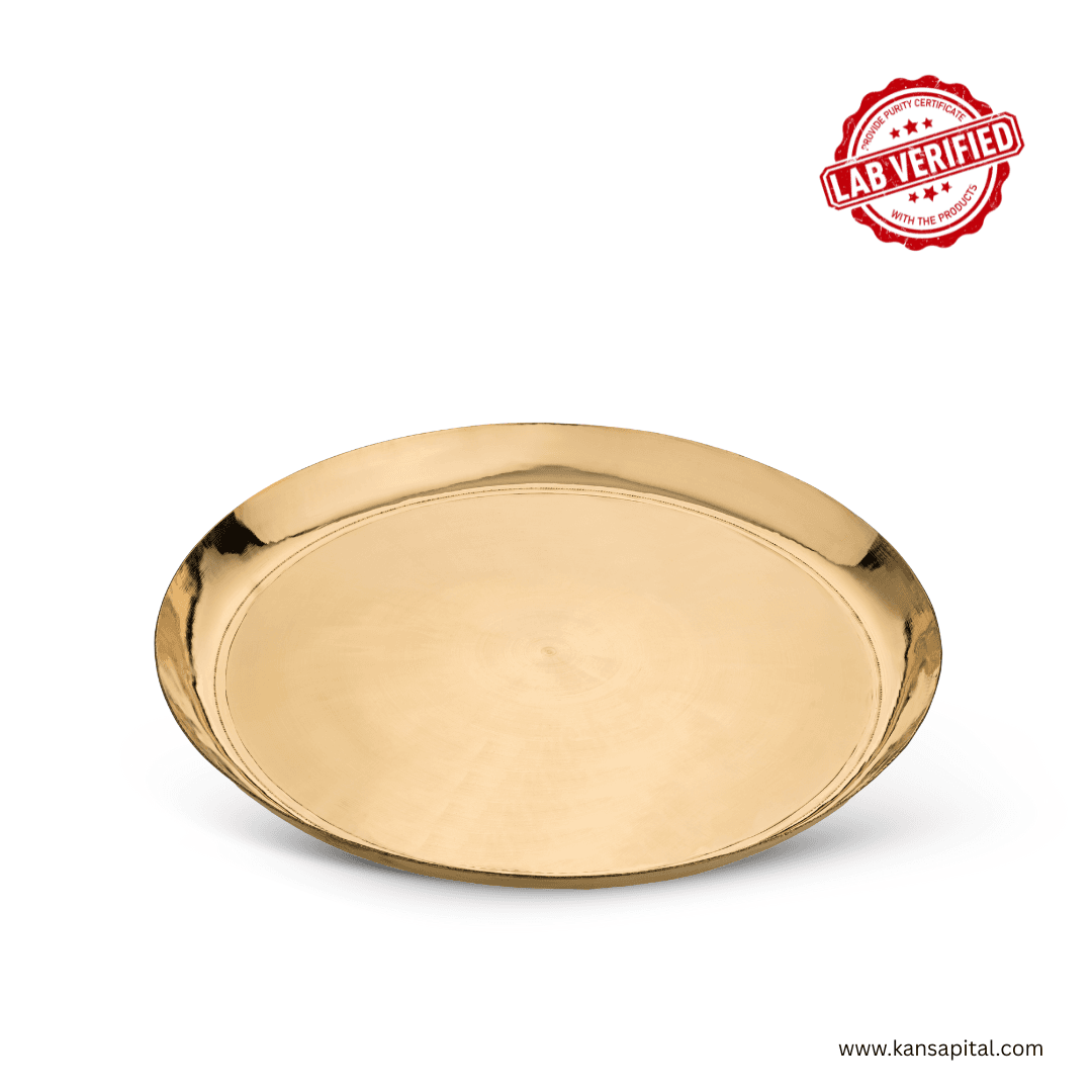 Premium Bronze (Kansa) Handmade Thali (12in) | 100% Lab Verified | Ayurvedic Digestion | 650 gm